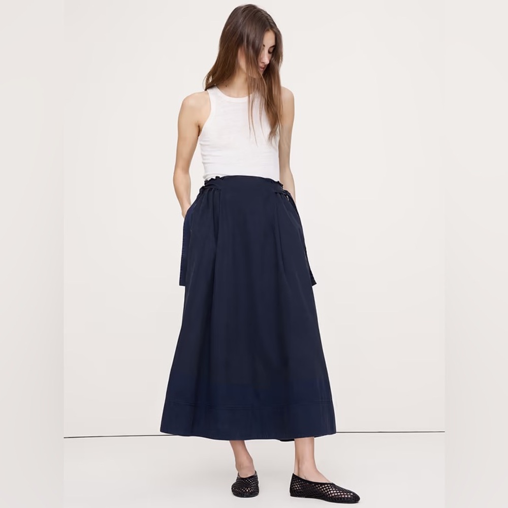 NWT! Banana Republic Poplin Cotton Twill Side-Tie Maxi Skirt - Size Small ✏️